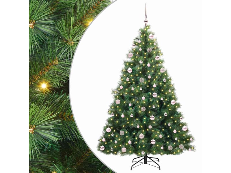 Sapin de noël artificiel, arbre de noël avec 300 led vert 210 cm pe et pvc shl9675 - Conforama A