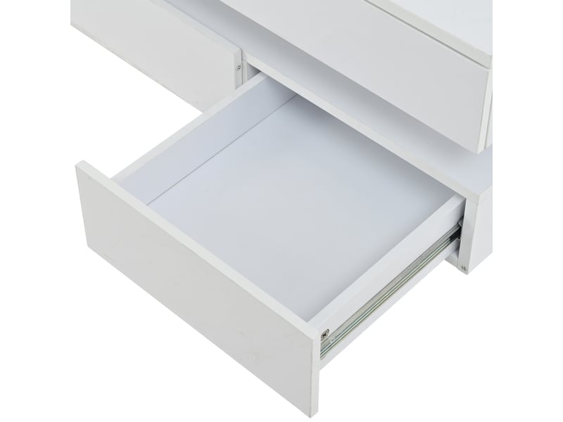  Table basse carrée avec 3 tiroirs, éclairage led et plateau en verre trempé pour salon, 70 × 70 × 35 cm  - Conforama B