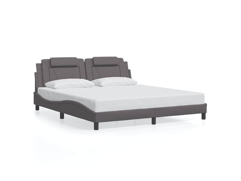  Lit double- lit adulte -  cadre de lit viana sans matelas gris 180x200 cm similicuir  - Conforama A