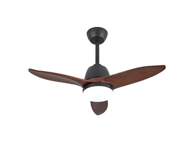  Ventilateur de plafond moderne noir 42 pouces, pales bois massif, dimmable 3 couleurs, moteur dc silencieux  - Conforama A