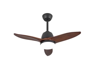 Ventilateur de plafond moderne noir 42 pouces, pales bois massif, dimmable 3 couleurs, moteur dc silencieux