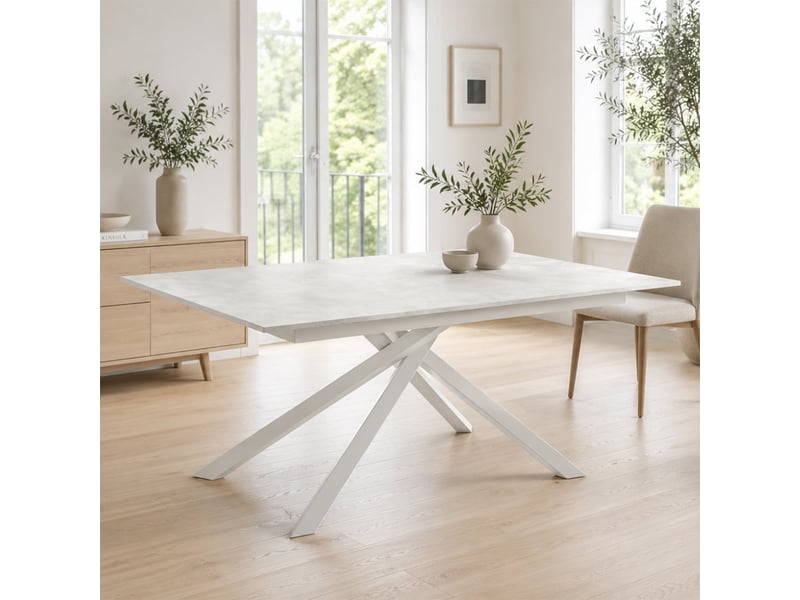  Table extensible en mélaminé structure blanche 140190x90 pluto - blanc  - Conforama B