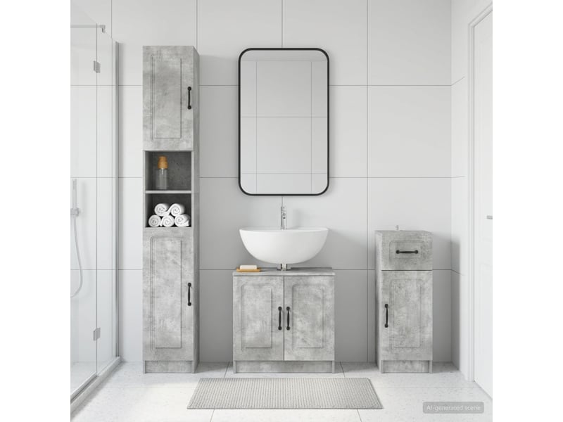  Ensemble de meuble de salle de bain 3 pièces utrecht gris béton cf63518  - Conforama B
