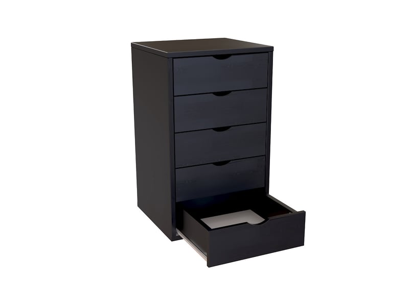  Caisson à tiroirs 5 en bois massif, noir BLOC5T-N - Conforama C