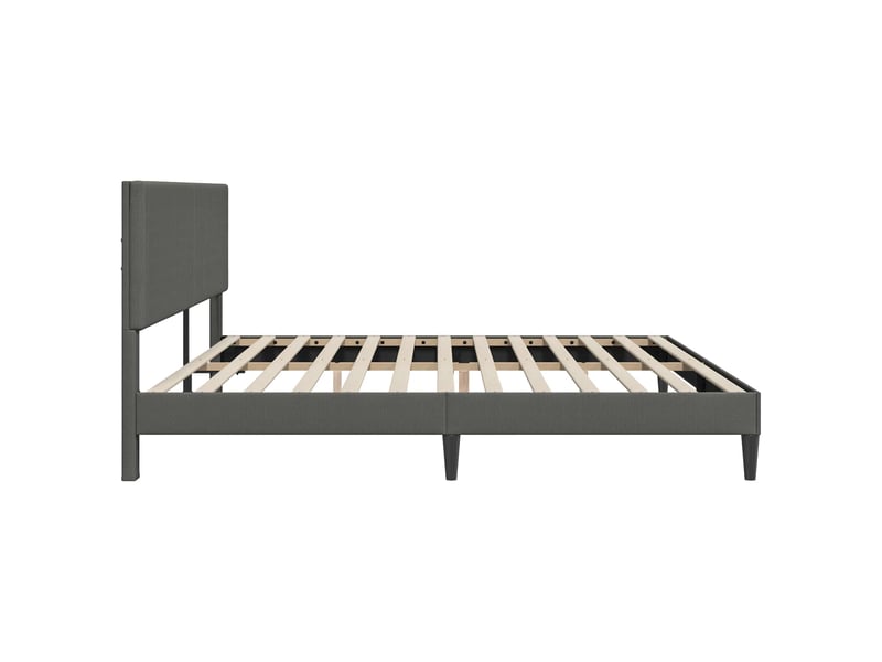  Lit double- lit adulte -  cadre de lit gris foncé 200 x 200 cm tissu en velours côtelé  - Conforama D