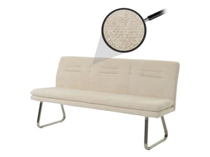 Banc de salle à manger canapé rembourré avec dossier en tissu chenille crème et acier inoxydable brossé 180 cm 04_0005846
