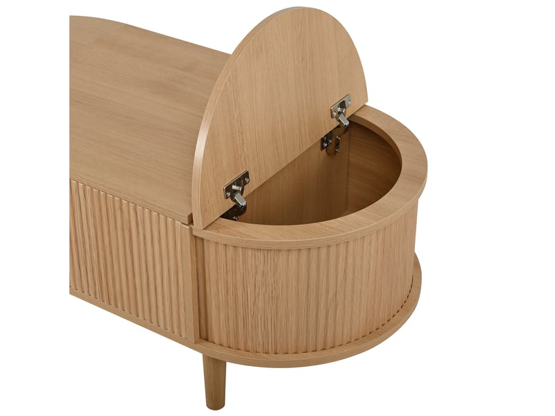  Table basse ovale vintage à plateau relevable avec rangement – chêne – 100 x 48 x 53,5 cm  - Conforama E