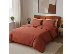 Parure de lit rouge brique 240x220 avec housse de couette et 2 taies 60x60