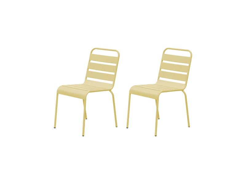 Lot de 2 chaises de jardin en métal crème - baca  - Conforama A