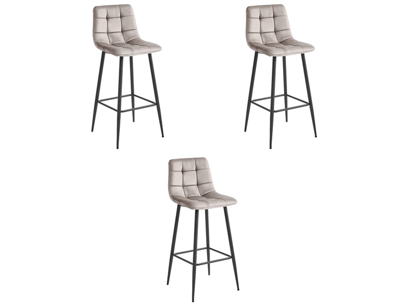  Tabouret de bar - leobert - arceto - velours beige foncépieds noirs - 43,5 x 49 x 104 cm - lot de 3  - Conforama A