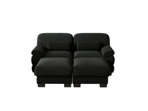 Canapé modulable,194x161x94 cm,2 places avec 2 poufs,velours côtelé,noir