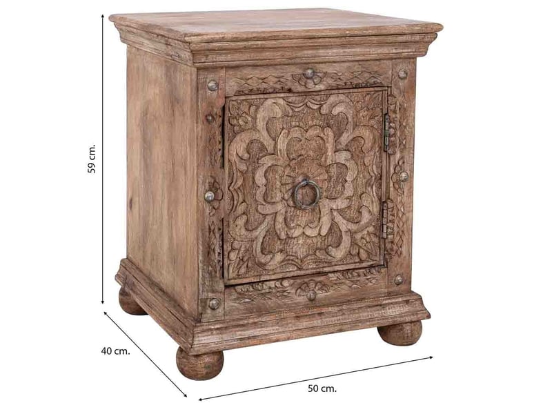  Table de chevet en bois brun fabriquée à la main, 50x40x59 cm h  - Conforama D