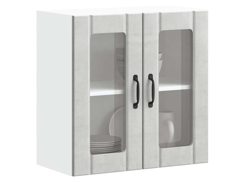  Armoire murale de cuisine avec porte en verre lucca gris béton shl6228  - Conforama B