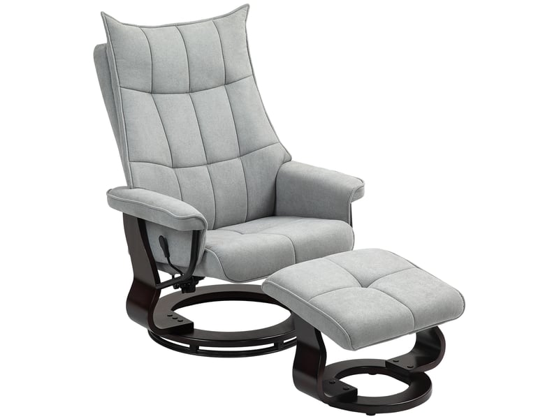  Fauteuil inclinable avec repose-pieds, pivotant, aspect velours, dossier réglable, jusqu'à 150 kg, gris  - Conforama B