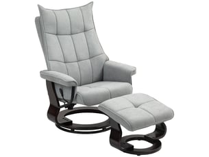 Fauteuil inclinable avec repose-pieds, pivotant, aspect velours, dossier réglable, jusqu'à 150 kg, gris