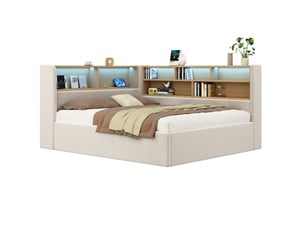 Lit coffre 140x190 cm <strong>MAISENTIEL</strong>  <strong></strong> coloris beige