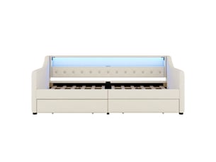 Lit banquette 90x200 cm <strong>ZOVIRA</strong> <strong></strong> coloris beige