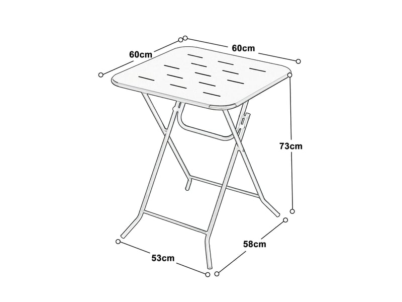 Salon de jardin bistrot pliant 3 pièces 60x60x73 cm – noir – acier e-coating, table et 2 chaises pour 2 - Conforama C