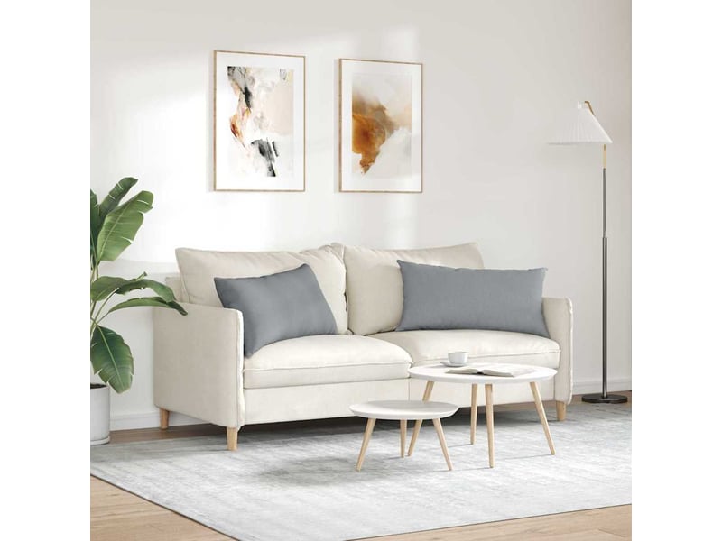 Lot de 2 coussins de canapé, coussins décoratifs tissu gris clair 80 x 40 cm cf58849 - Conforama D