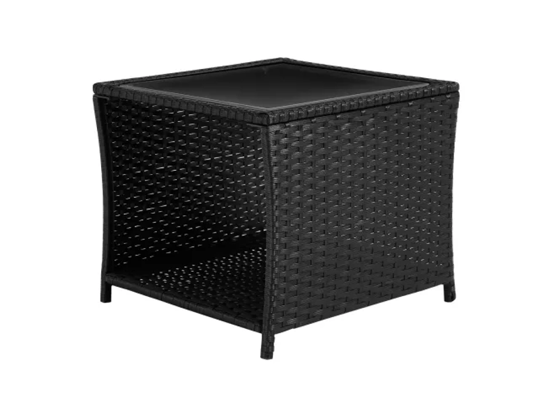 Table de jardin en rotin, petite table d’appoint, table patio avec rangement, table basse extérieure  - Conforama A