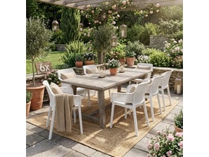 Lot de 6 chaises avec accoudoirs intérieur extérieur elisa chair - blanc