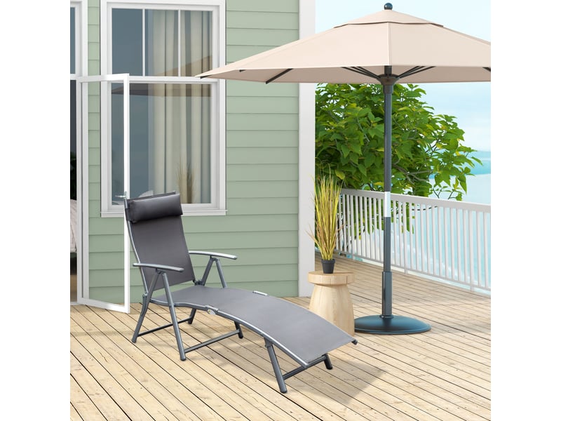  Transat pliable,180x63,5x100,5 cm,dossier 7 positions,métal,gris  - Conforama B
