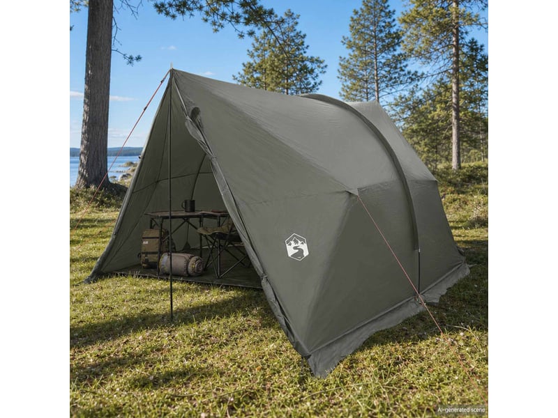  Tente de camping, tente avec auvent résistante à l'eau vert armée  - Conforama B