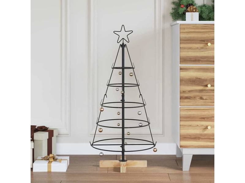  Sapin en cône de noël - arbre de noël avec support noir 90 cm acier  - Conforama B