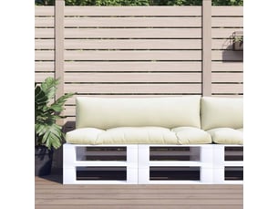 Lot de 2 coussins de palette, coussins de canapé crème tissu cf59523