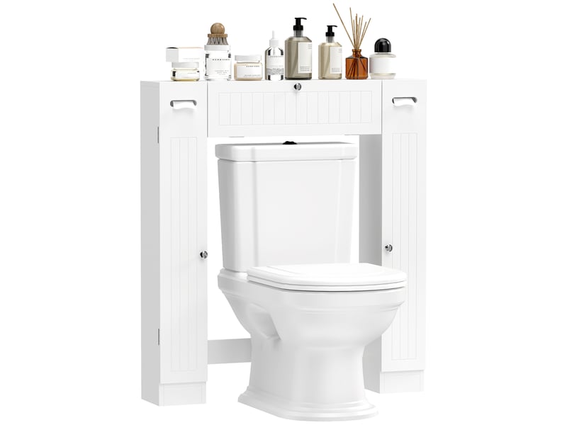  Meuble au-dessus des toilettes en mdf blanc, rangements réglables, 88 x 18 x 98 cm  - Conforama A