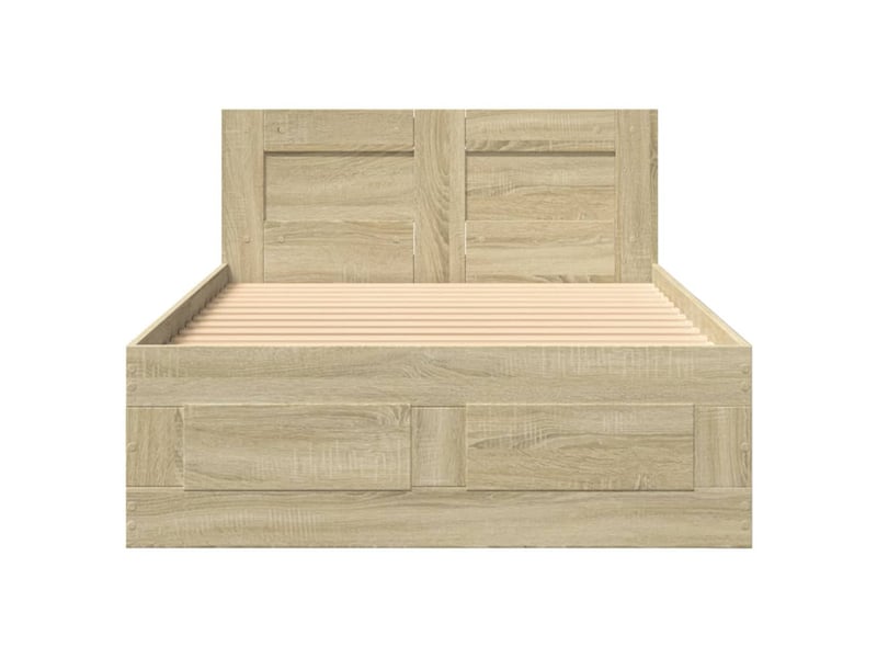  Lit simple- lit adulte -  cadre de lit et tête de lit sans matelas chêne sonoma 90x190 cm  - Conforama D