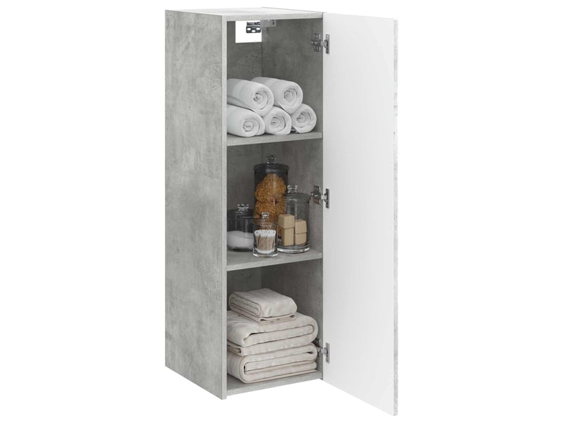  Cabinet salle de bain mural, meuble de rangement gris béton 33x34.5x100 cm shl5372  - Conforama C