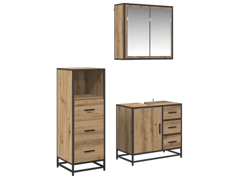 Ensemble de mobilier de salle de bain 3 pc chêne artisanal cf64300 - Conforama A