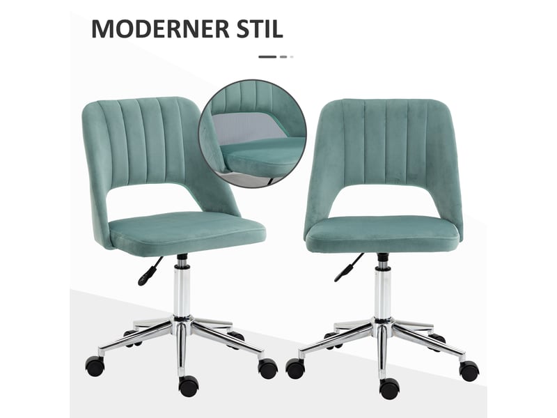  Chaise de bureau réglable verte en tissu, sans accoudoirs, pivotante à 360°, idéale pour le télétravail  - Conforama E