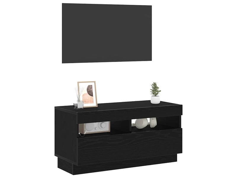  Meuble tv - banc tv - meuble de rangement 80 x 35 x 40 cm chêne noir bois d'ingénierie  - Conforama C