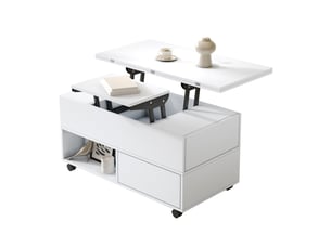 Table basse rectangulaire coloris blanc <strong>KORFEE</strong> <strong></strong> - 50 cmx100 cm
