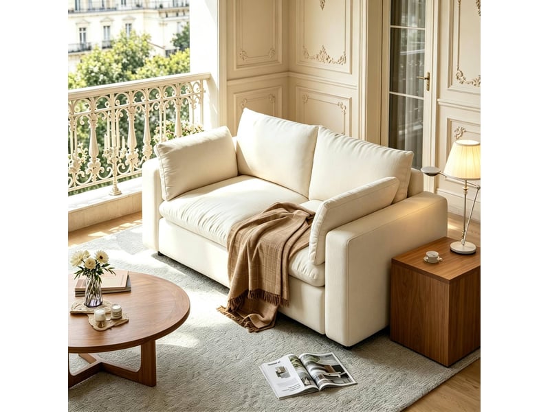  Canapé modulable 2 places 180x91x83 cm bois métal blanc  - Conforama E