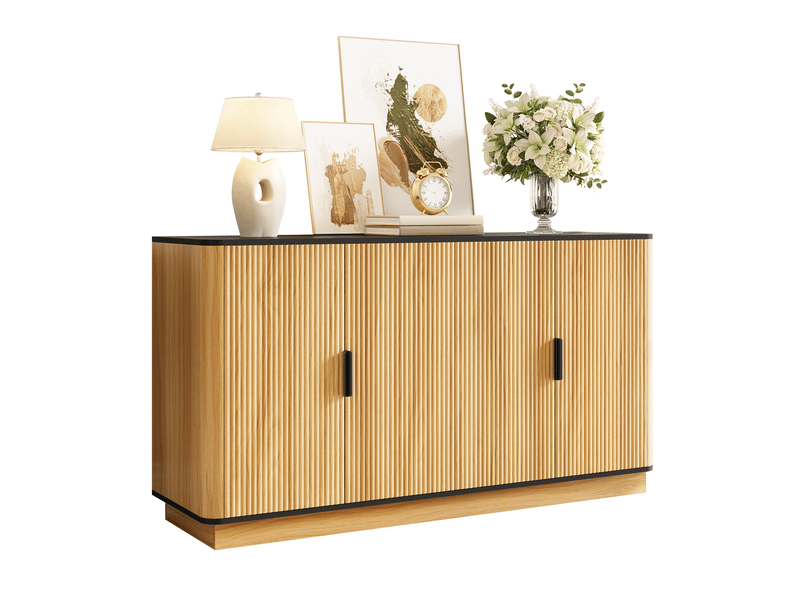  Buffet naturel, rangement, fermeture douce, design moderne, structure robuste - panneaux de particules et bois - 139x40x75cm  - Conforama A