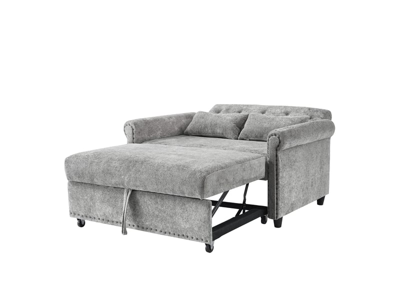 Canapé-lit 2 places, 120x80x82 cm, en chenille, avec dossier réglable, gris - Conforama A