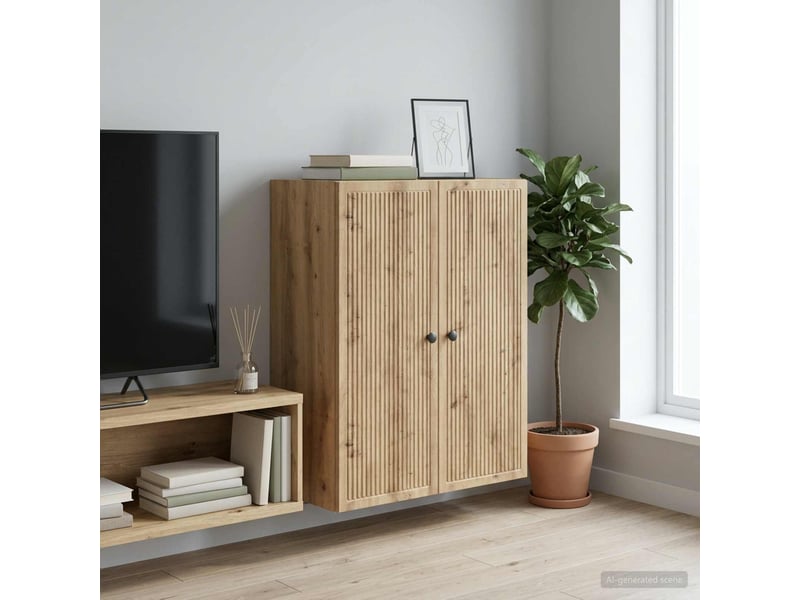  Armoire murale salon, meuble de rangement 66 x 34,5 x 90 cm bois d'ingénierie shl6130  - Conforama B