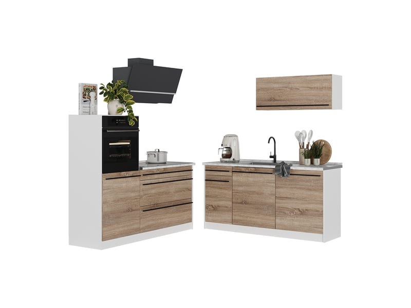  Vicco cuisine, sonomablanc, 160cm plan de travail anthracite  - Conforama E