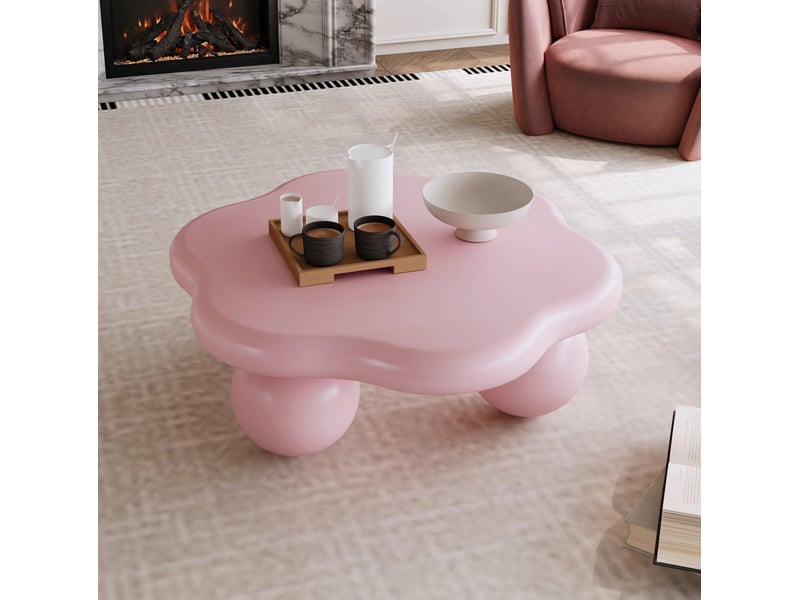 Table basse nuage 79x79x31 cm en mdf et métal rose - Conforama B