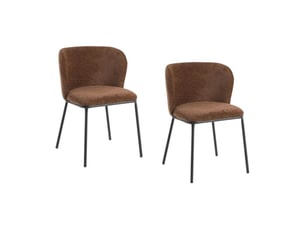 Lot de 2 chaises pavia marron – assise rembourrée, dossier arrondi et pieds noirs fins