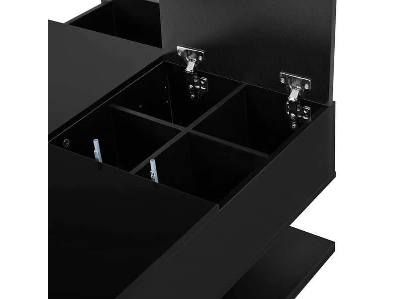  Table basse 72 x 72 x 35 cm noire en mdf et panneau de particules, plateau relevable et led par application  - Conforama E