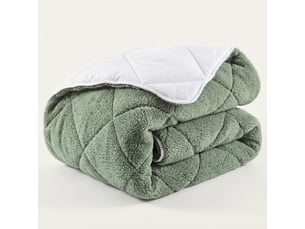 Casabel couette polaire hiver ultra chaude 600gm², réversible, douce et moelleuse, 2 personnes, 220x240cm, vert sauge