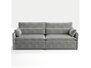 Canapé 3 places cloud chenille gris clair 206 cm convertible 3-en-1 avec rangement