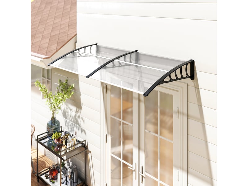  Auvent moderne en polycarbonate, aluminium et pp pour balcons, fenêtres et portes, 200 x 96 x 27 cm  - Conforama C