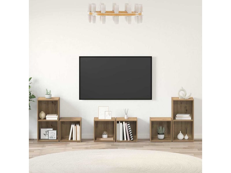  Ensemble meuble tv - banc tv - meuble de rangement 6 pcs chêne artisanal bois d'ingénierie  - Conforama D