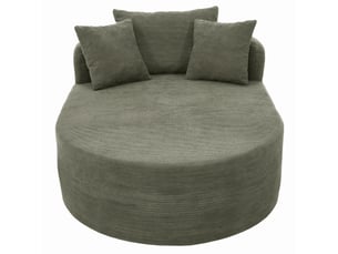 Fauteuil relax ovale corda, vert, sans montage, rembourrage élastique, design minimaliste, velours côtelé