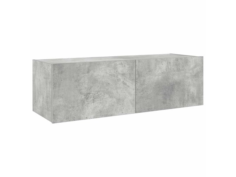  Meuble tv - banc tv - meuble de rangement mural avec lumières led gris béton 100x35x31 cm  - Conforama C